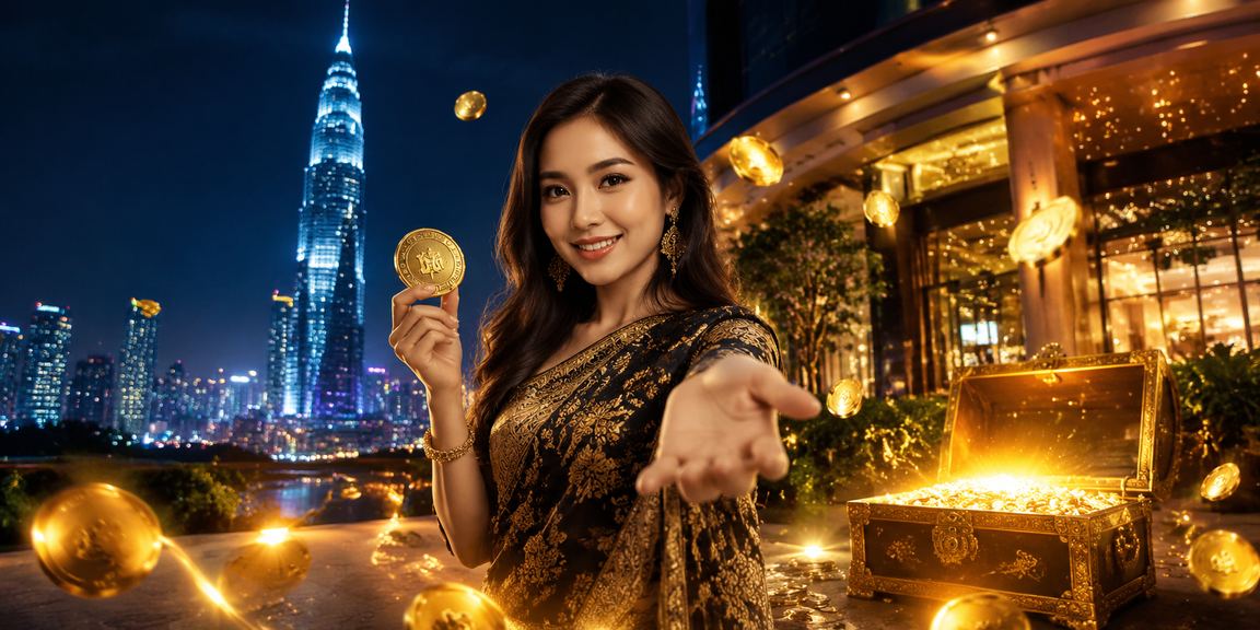 A luxurious entertainment casino atmosphere in Kuala Lumpur, with neon lights and glowing baccarat tables