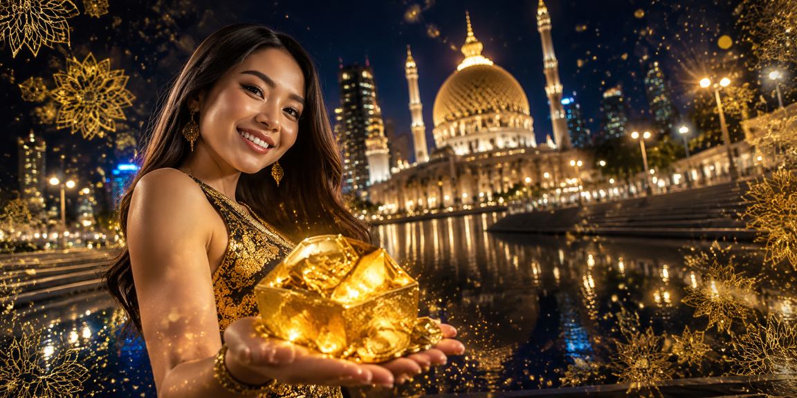 A Malay-style casino entertainment atmosphere in Selangor, with bright neon lights and modern slot games
